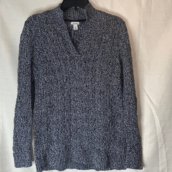 L.L Bean size women’s medium cable knit cotton sweater gray ragg sweater - Picture 1 of 7